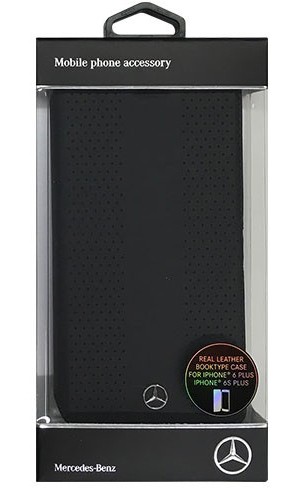 Mercedes 公式ライセンス品 STRIPES I パンチングレザー手帳型ケース Black MEFLBKP6LPEVSBK