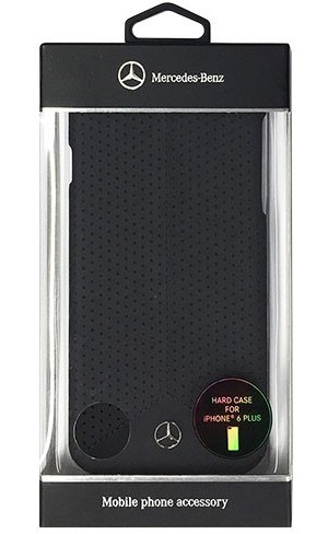 Mercedes-Benz 公式ライセンス品 Pure Line 本革ハードケース（パンチング仕上げ） ブラック iPhone6 PLUS用 MEHCP6LPEBK