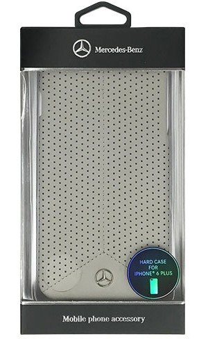 Mercedes-Benz 公式ライセンス品 Pure Line 本革ハードケース（パンチング仕上げ） グレー iPhone6 PLUS用 MEHCP6LPEGR