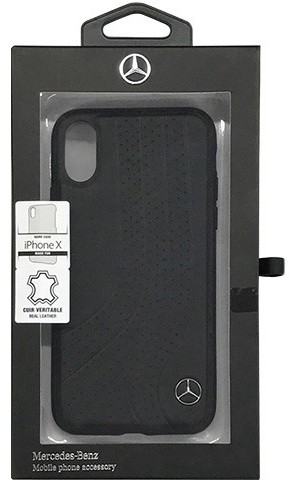 Mercedes 公式ライセンス品 iPhoneX専用 本革ハードケース NEW BOW II-Genuine leather Hard Case-Black iPhone X MEHCPXPCSBK