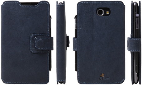 AEJEX イタリア製高級レザー使用GALAXY Note用ケース ブルー AS-AJD5-BL