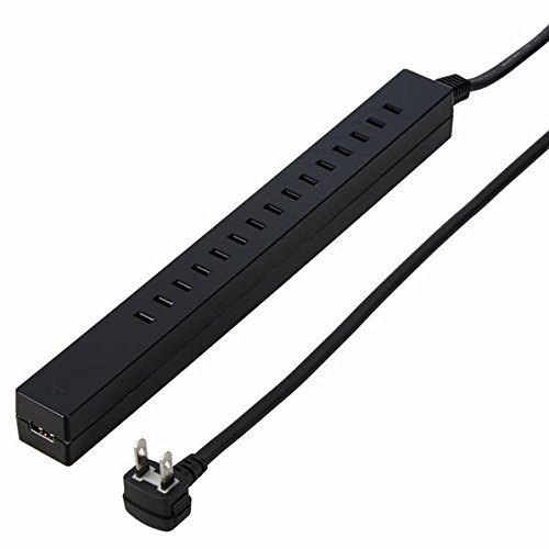 YAZAWA 10個セット差し込みフリータップ USB付 ブラック 1.5m H75015BKUSBX10