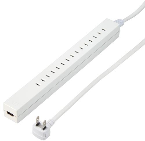 YAZAWA 10個セット差し込みフリータップ USB付 ホワイト 2.5m H75025WHUSBX10