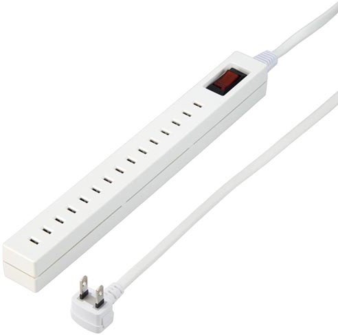 YAZAWA 10個セット差し込みフリータップ ブレーカーSW付 ホワイト 1.5m H75115WHX10