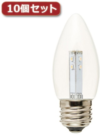 YAZAWA C37形LEDランプ電球色E26クリア10個セット LDC1LG373X10