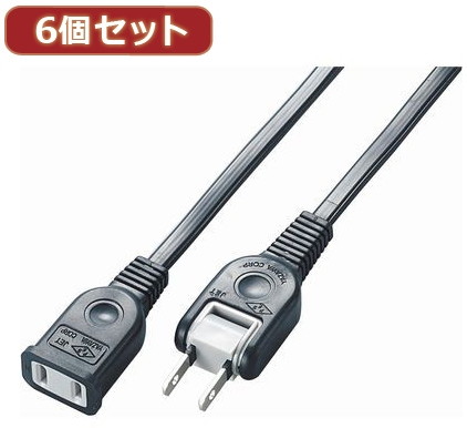 YAZAWA 6個セット耐トラ付延長コード Y021010BKX6