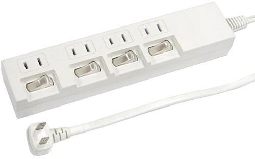 YAZAWA 10個セット個別スイッチ付節電タップ Y02442WHX10