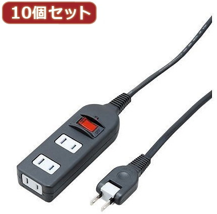 YAZAWA 10個セット ノイズフィルター集中スイッチ付タップ Y02BKNS312BKX10