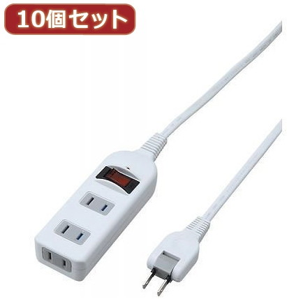 YAZAWA 10個セット ノイズフィルター集中スイッチ付タップ Y02BKNS312WHX10