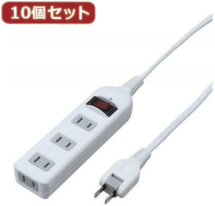 YAZAWA 10個セット ノイズフィルター集中スイッチ付タップ Y02BKNS411WHX10