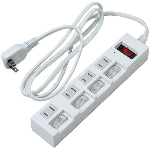 YAZAWA 10個セット 個別集中スイッチ付節電タップ Y02BKS452WHX10