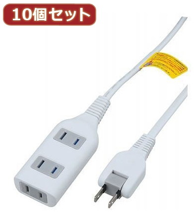 YAZAWA 10個セット耐トラ付タップ3個口 Y02S301WHX10