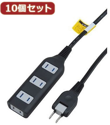 YAZAWA 10個セット耐トラ付タップ4個口 Y02S401BKX10