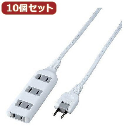 YAZAWA 10個セット耐トラ付タップ4個口 Y02S402WHX10 9,185円