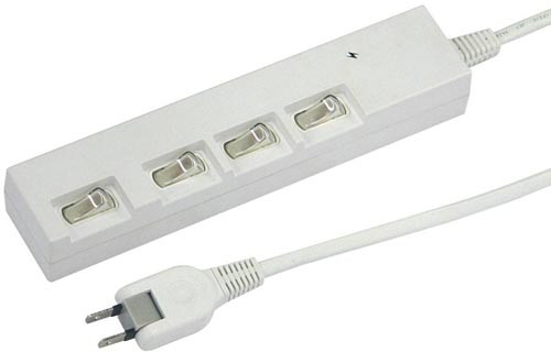 YAZAWA 10個セット横差し個別スイッチ付節電タップ Y02YBKS442WHX10