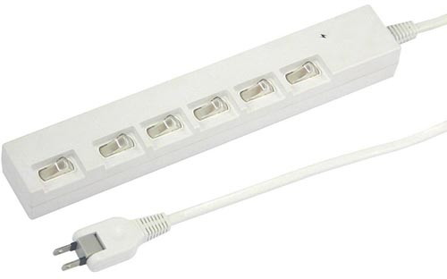 YAZAWA 10個セット横差し個別スイッチ付節電タップ Y02YBKS662WHX10