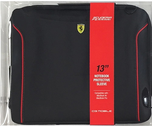 FERRARI 公式ライセンス品 FIORANO Black PU Leather Computer Sleeve 13インチノートパソコン等 FEDA2ICS13BL