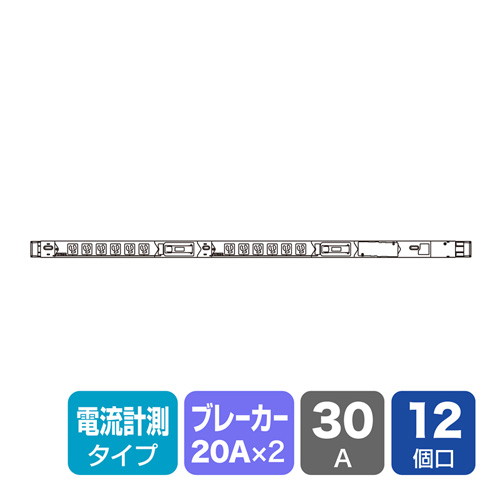 サンワサプライ 19インチサーバーラック用コンセント（30A） TAP-SVSL3012C