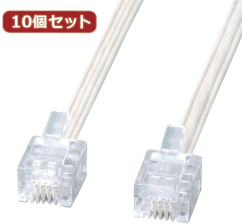 10個セット サンワサプライ エコロジー電話ケーブル TEL-E4-10N2 TEL-E4-10N2X10