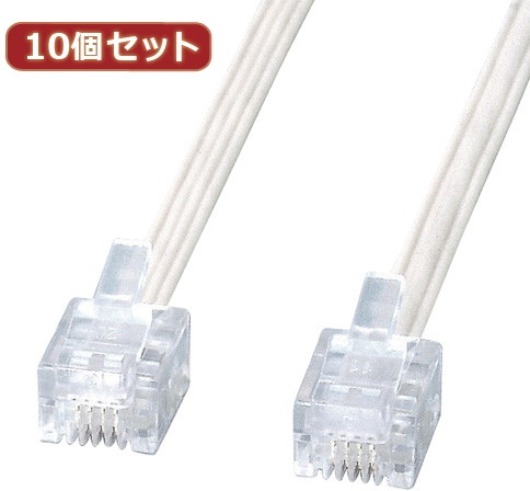 10個セット サンワサプライ エコロジー電話ケーブル TEL-E4-3N2 TEL-E4-3N2X10