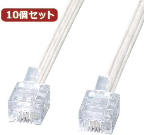 10個セット サンワサプライ エコロジー電話ケーブル TEL-E4-5N2 TEL-E4-5N2X10