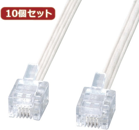 10個セット サンワサプライ エコロジー電話ケーブル TEL-E4-7N2 TEL-E4-7N2X10