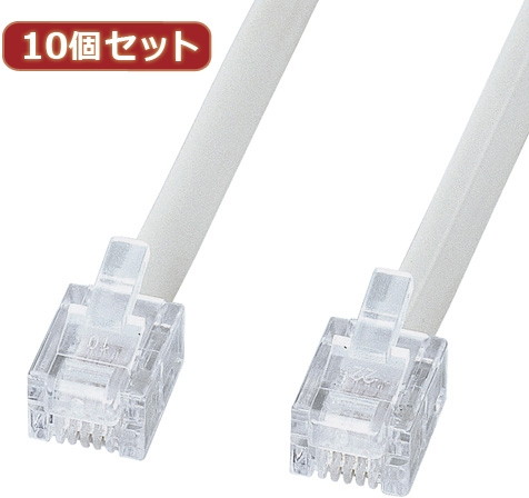 10個セット サンワサプライ エコロジー電話ケーブル（ノーマル） TEL-EN-05N2 TEL-EN-05N2X10