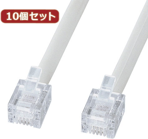 10個セット サンワサプライ エコロジー電話ケーブル（ノーマル） TEL-EN-1N2 TEL-EN-1N2X10