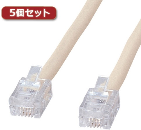 5個セット サンワサプライ シールド付ツイストモジュラーケーブル TEL-ST-10N2X5