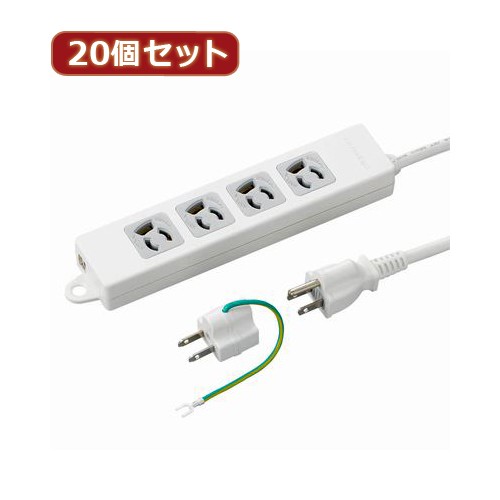 YAZAWA 20個セット 取り付け穴付抜け止めタップ4個口 Y02EJNP401WH2PAX20 27,106円