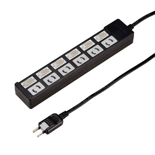 YAZAWA 12個セット 個別スイッチ付抜け止めタップ6個口 Y02KN662BKX12