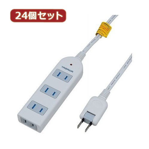 YAZAWA 24個セット 雷ガード付延長コード・タップ4個口 Y02KS402WHX24