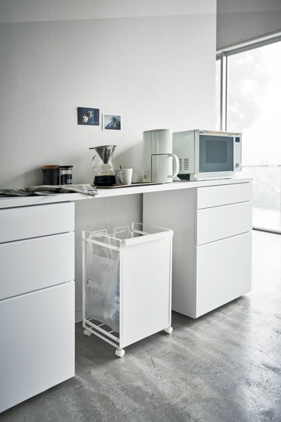 目隠し分別ダストワゴン タワー 2分別 ホワイト