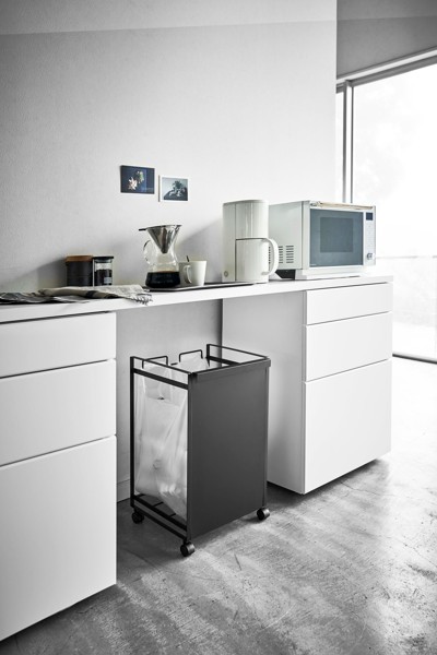 目隠し分別ダストワゴン タワー 2分別 ブラック