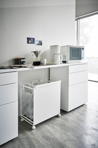 目隠し分別ダストワゴン タワー 3分別 ホワイト