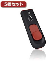 【5個セット】ADATA USBメモリ 32GB USB2.0 スライド式 ブラック AC008-32G-RKDX5
