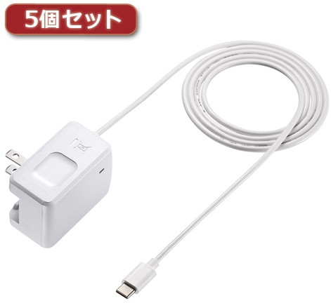 5個セット サンワサプライ USBTypeCケーブル一体型AC充電器（3A・ホワイト） ACA-IP48CWX5 8,289円