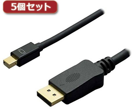 5個セット ミヨシ 4K対応miniDisplayPort-HDMIケーブル 2m ブラック DPC-4KHD20/BKX5 9,871円
