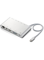 Type-Cドッキングステーション/PD対応/充電用Type-C1ポート/USB（3.1）3ポート/miniDisplayport1ポート/HDMI1ポート/D-sub1ポート/4極φ3.5端子/SD＋microSDスロット/LANポート/30cmケーブル/シルバー