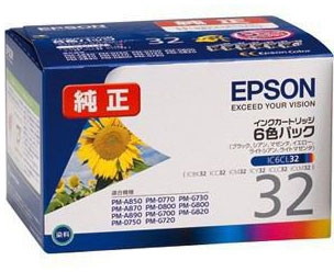 EPSON （純正インクカートリッジ 6色セット） IC6CL32