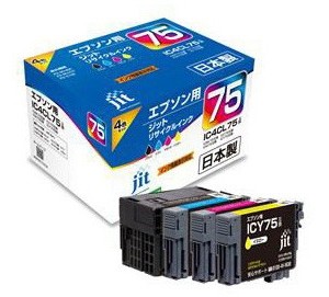 JIT 【互換】 エプソン IC4CL75（ブラック/シアン/マゼンタ/イエロー）対応リサイクルインクカートリッジ JIT-AE754P