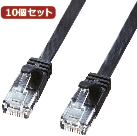 10個セットサンワサプライ カテゴリ6高屈曲フラットLANケーブル KB-FL6FA-005BKX10 7,646円