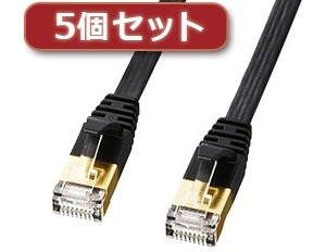5個セット サンワサプライ CAT7ウルトラフラットLANケーブル（2m、ブラック） KB-FLU7-02BKX5 7,898円
