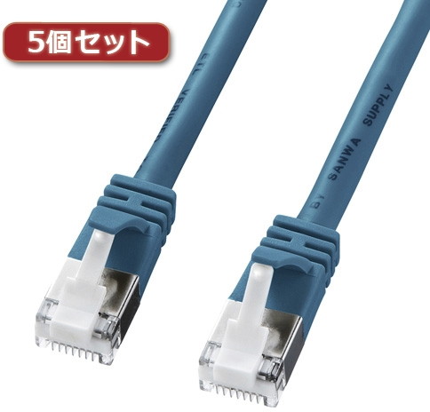 5個セット サンワサプライ ツメ折れ防止カテゴリ5eSTPLANケーブル KB-STPTS-10BLX5
