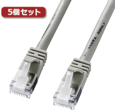 5個セット サンワサプライ ツメ折れ防止カテゴリ5eSTPLANケーブル KB-STPTS-15X5
