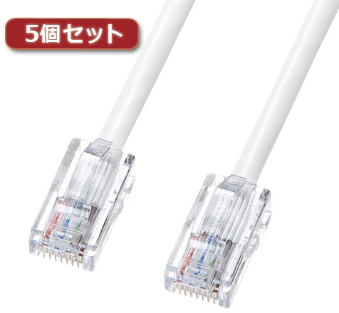 5個セット サンワサプライ 抗菌CAT5eLANケーブル KB-T5KK-01WX5