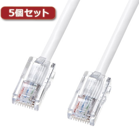 5個セット サンワサプライ 抗菌CAT5eLANケーブル KB-T5KK-02WX5