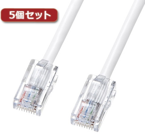 5個セット サンワサプライ 抗菌CAT5eLANケーブル KB-T5KK-03WX5