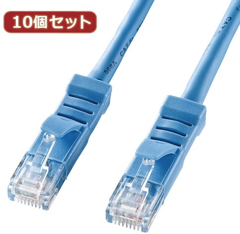 10個セットサンワサプライ L型カテゴリ5eより線LANケーブル KB-T5YL-006LBX10 5,388円