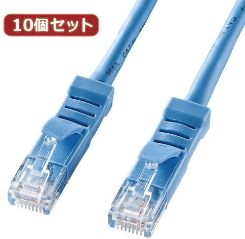 10個セットサンワサプライ L型カテゴリ5eより線LANケーブル KB-T5YL-01LBX10 5,557円